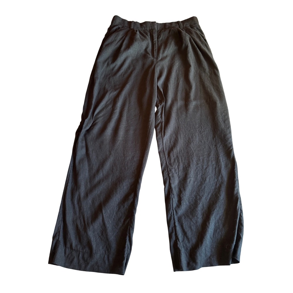 Abercrombie & Fitch Curve Love Linen Blend Wide Leg Pants Black 14R 32